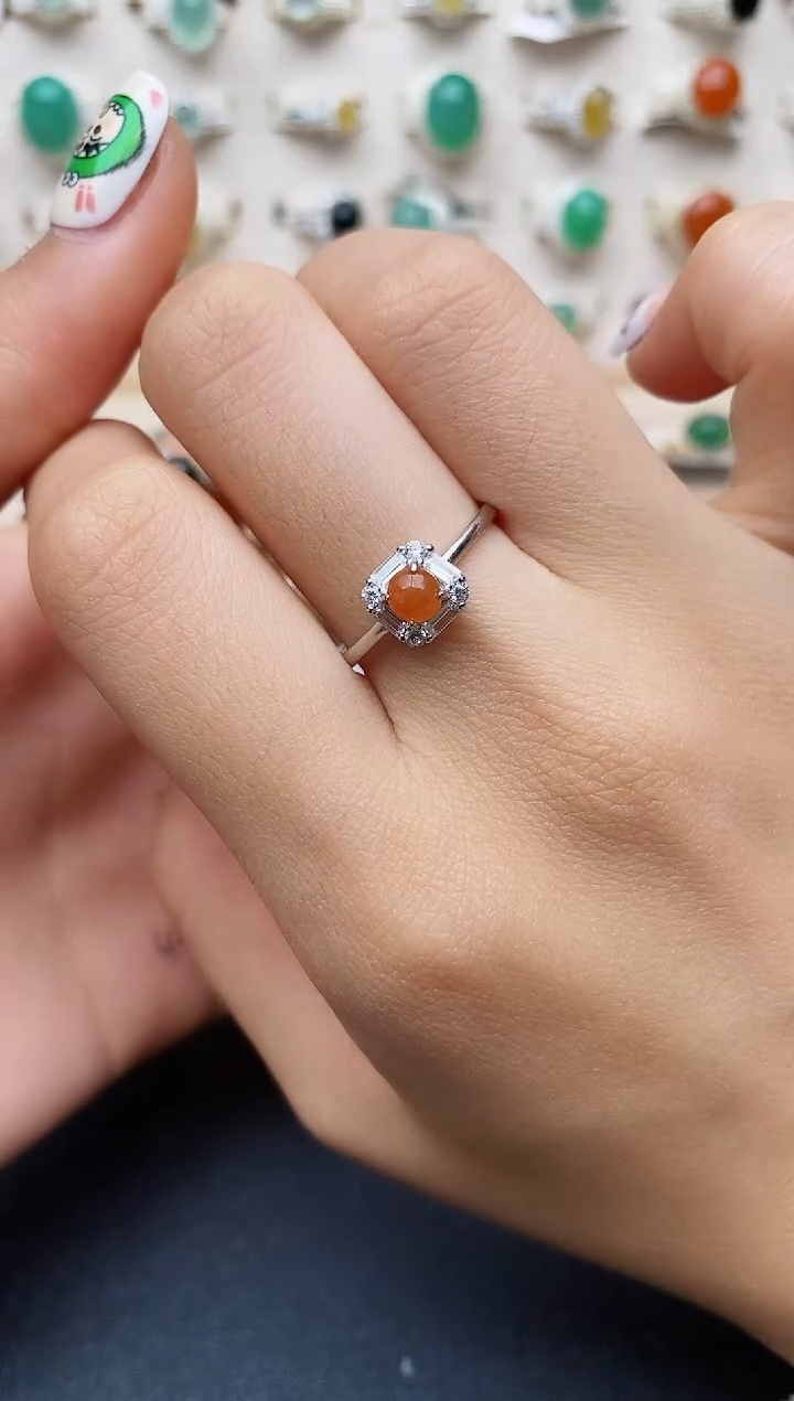 【闪购商品】翡翠戒指银S925镶嵌缅甸翡翠