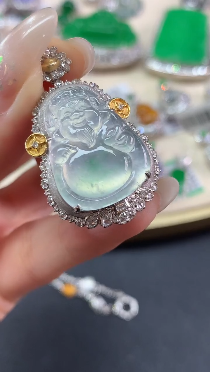 吊坠(不含链)18K金镶嵌翡翠吊坠(不含链)|23800