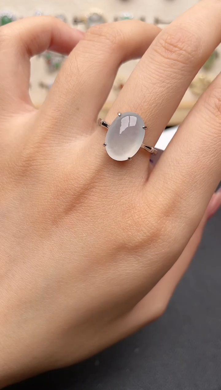 【闪购商品】翡翠戒指银S925镶嵌一物一证一礼盒