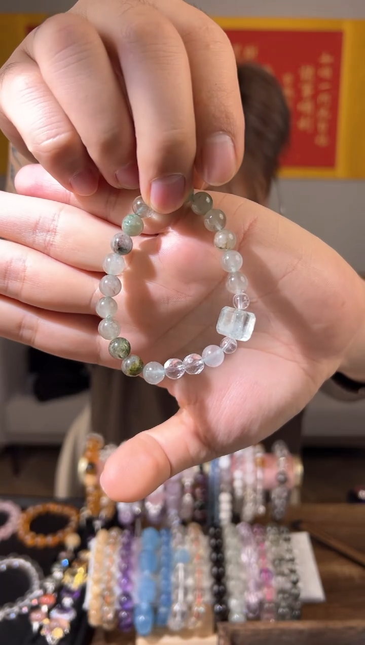 【闪购商品】水晶手链合金白水晶方糖