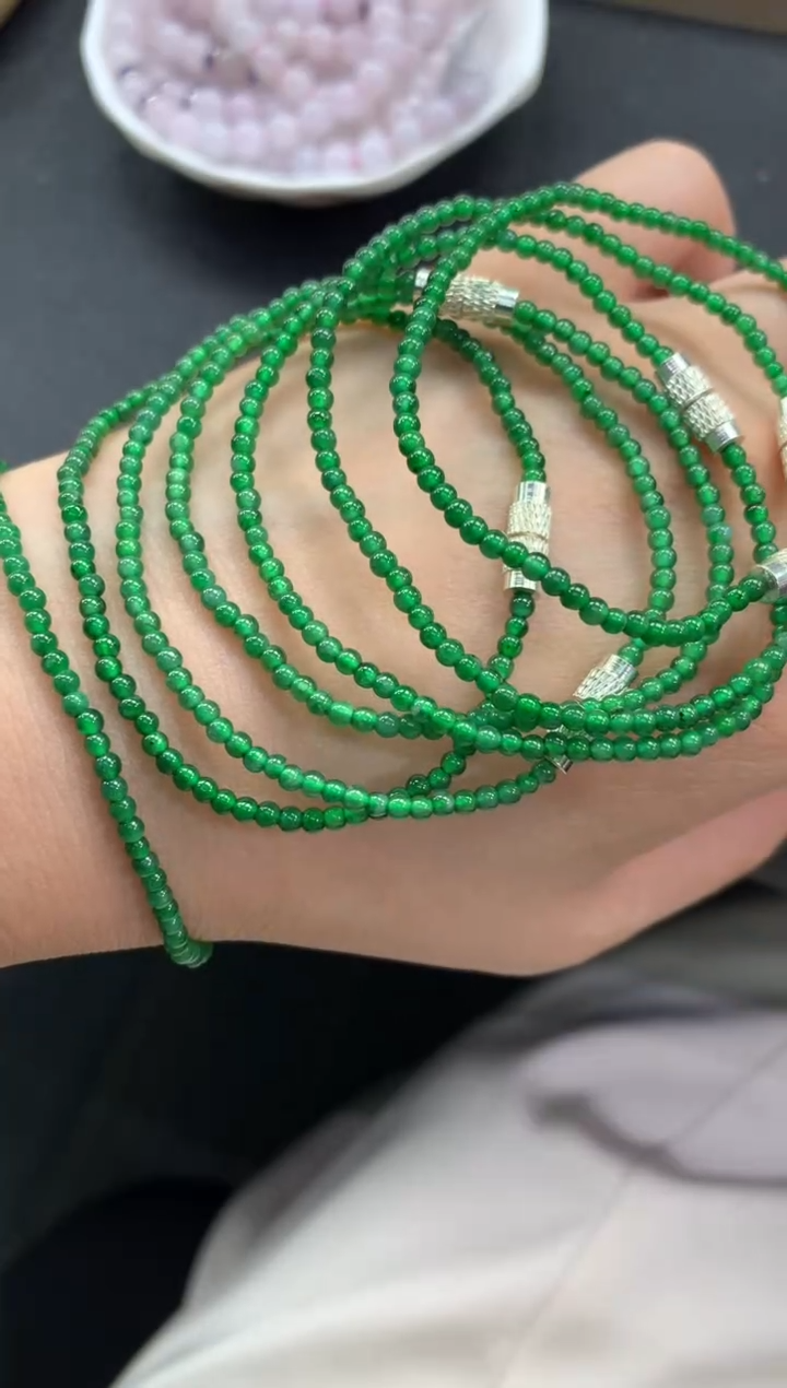 未镶嵌手串翡翠FC508 翡翠小米珠手串 多样性发其一