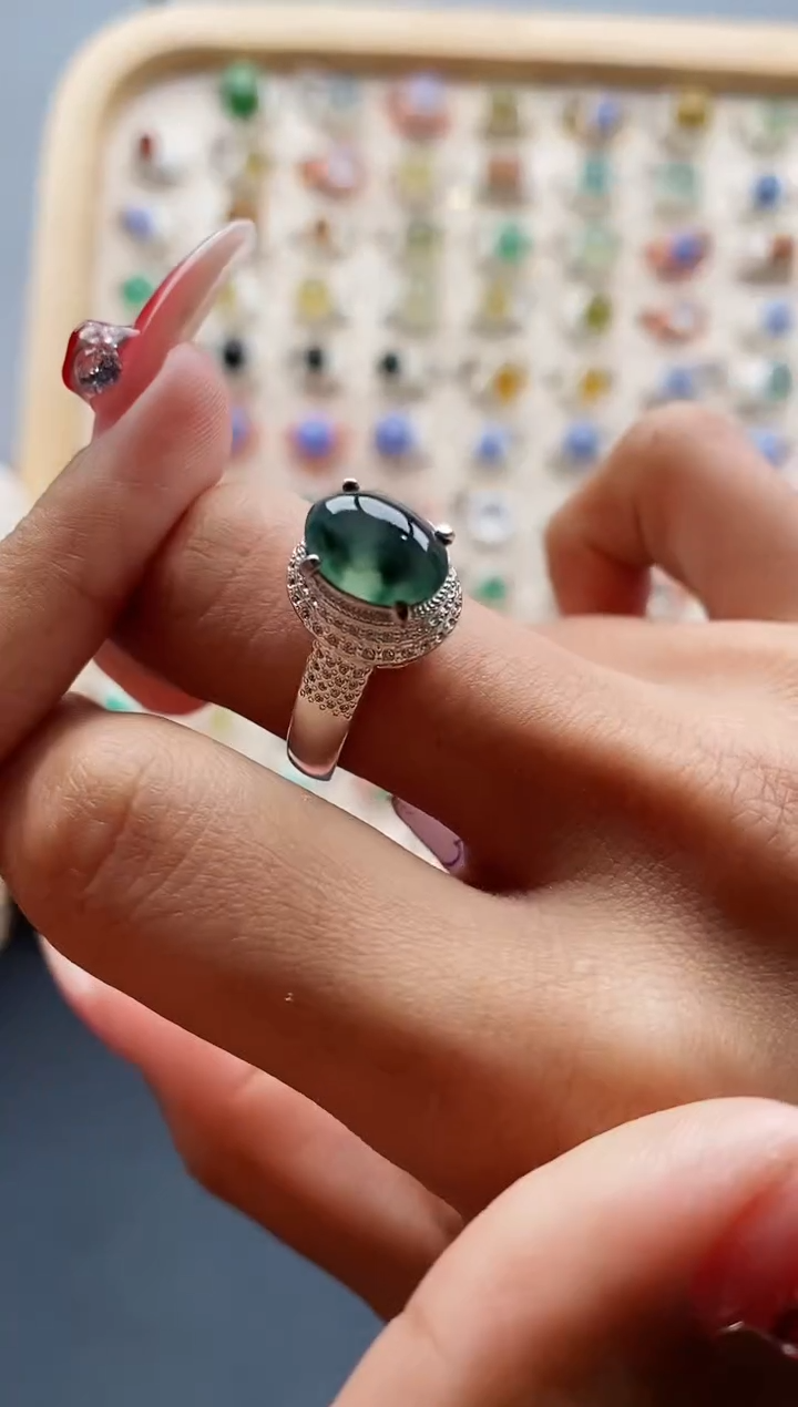 【闪购商品】翡翠戒指未镶嵌缅甸天然A货翡翠333 7+10