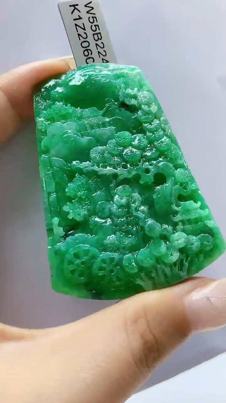 定制翡翠未镶嵌5145ms-毛货46山水