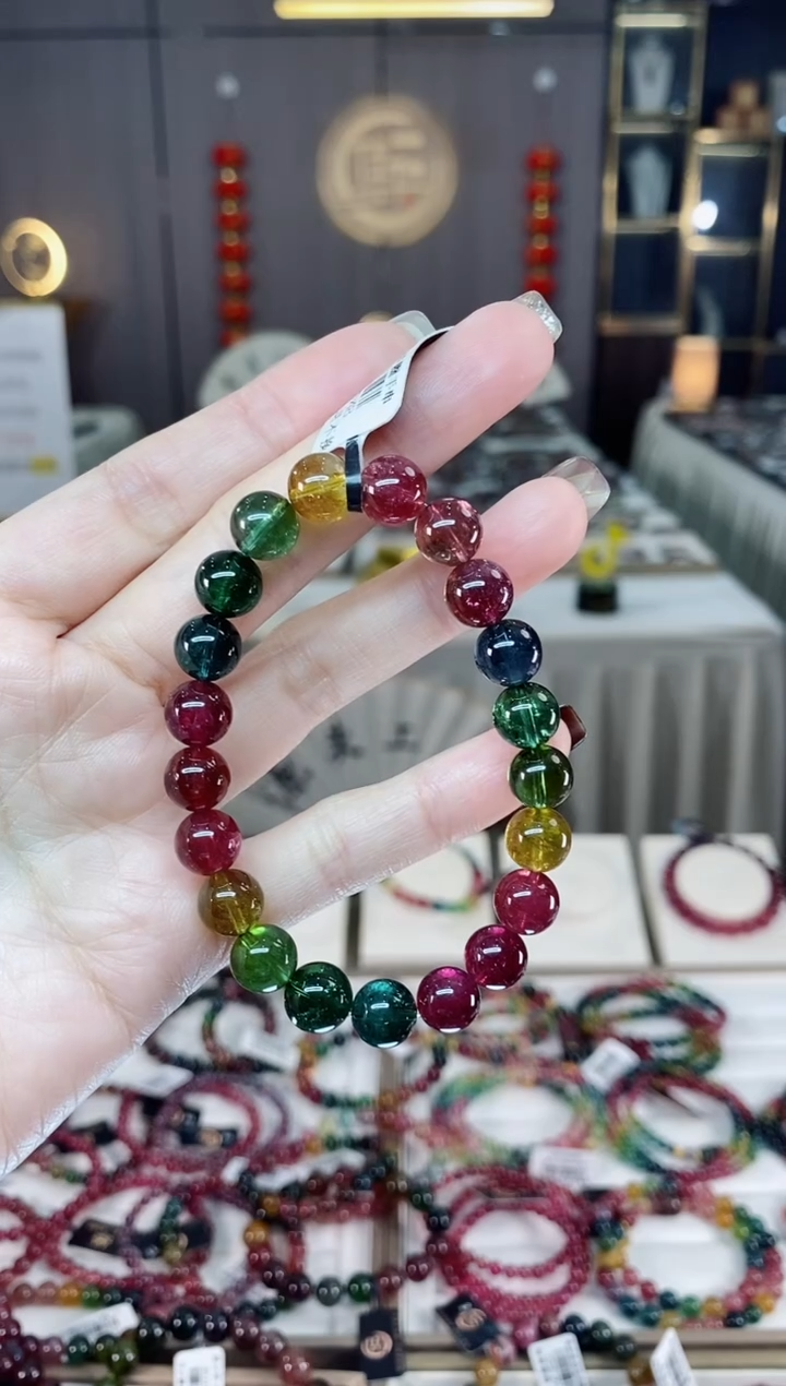 未镶嵌收藏级老矿色标净体单圈手串9mm+碧玺dan一物一证