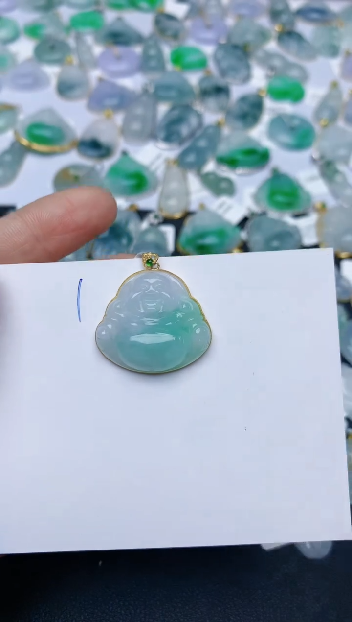 【闪购商品】翡翠颈饰18K金镶嵌天然翡翠A货    