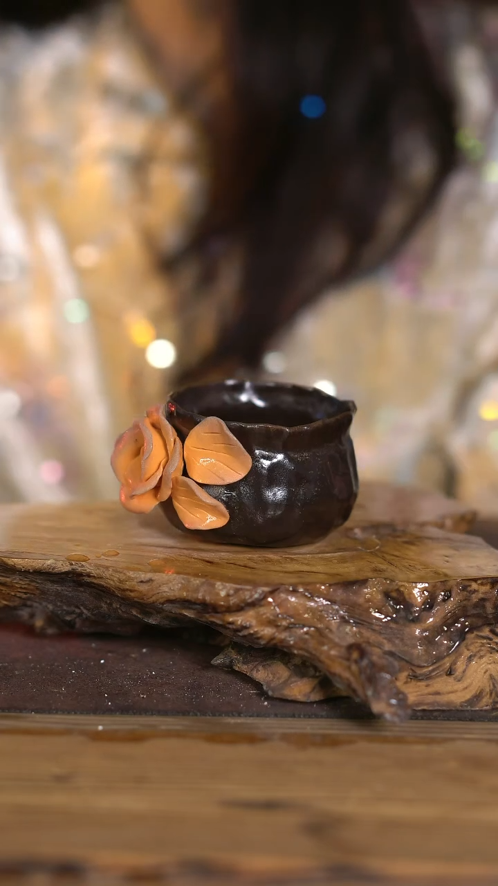 景德镇纯柴烧 乌金泥手捏杯 2