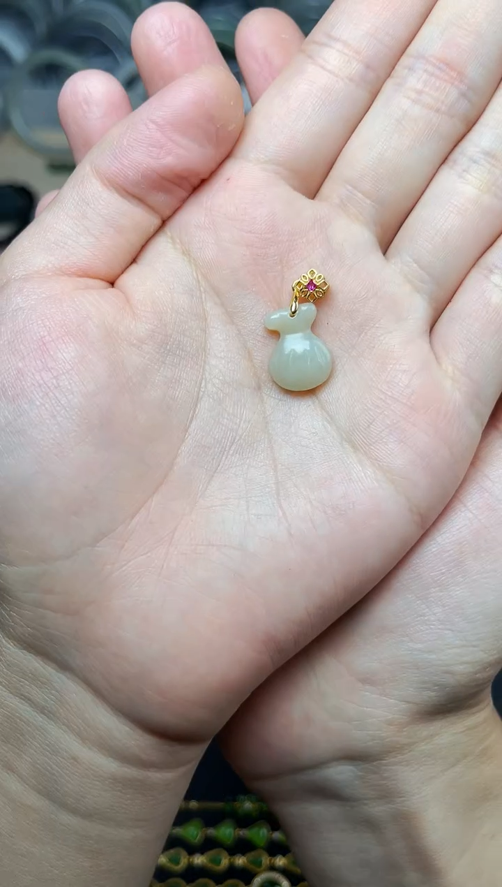 和田玉银S925镶嵌颈饰钱袋06