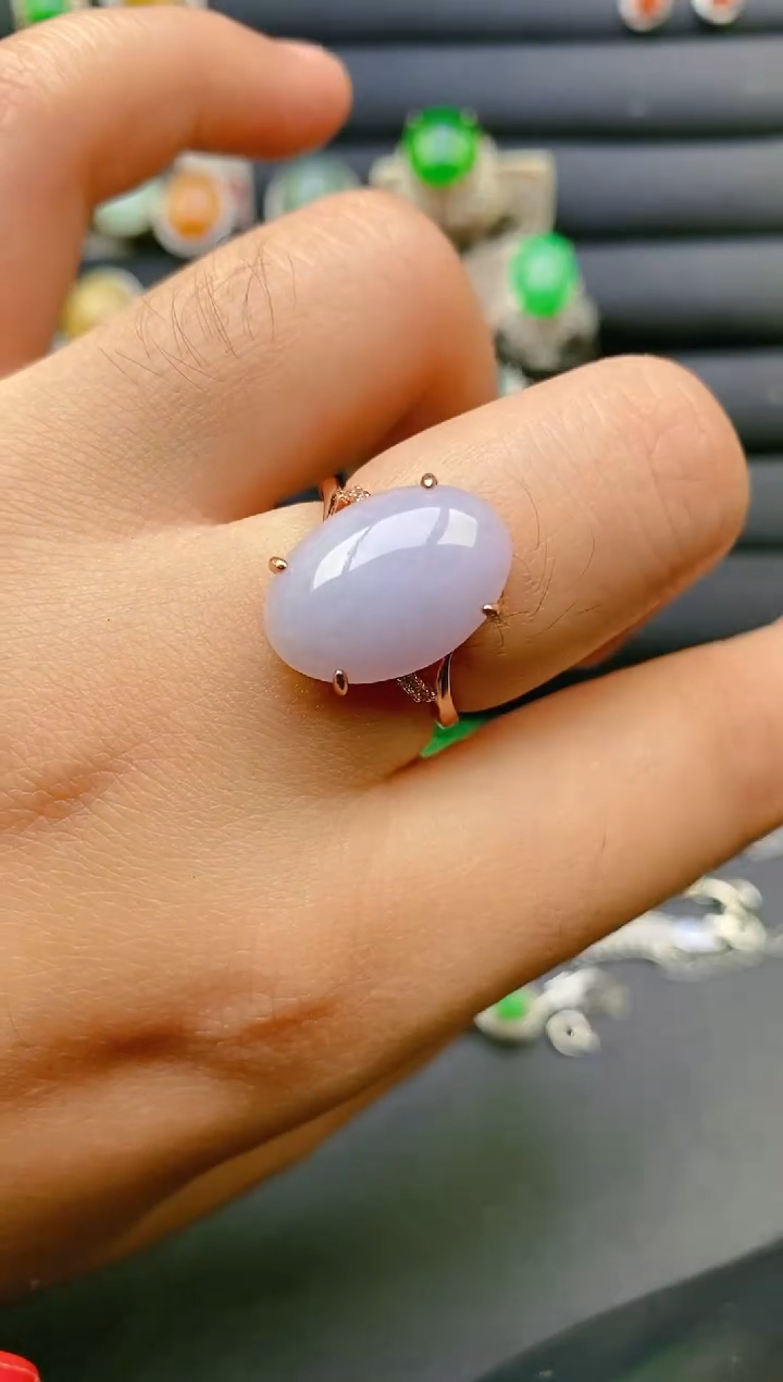 【闪购商品】翡翠戒指银S925镶嵌天然A货翡翠1