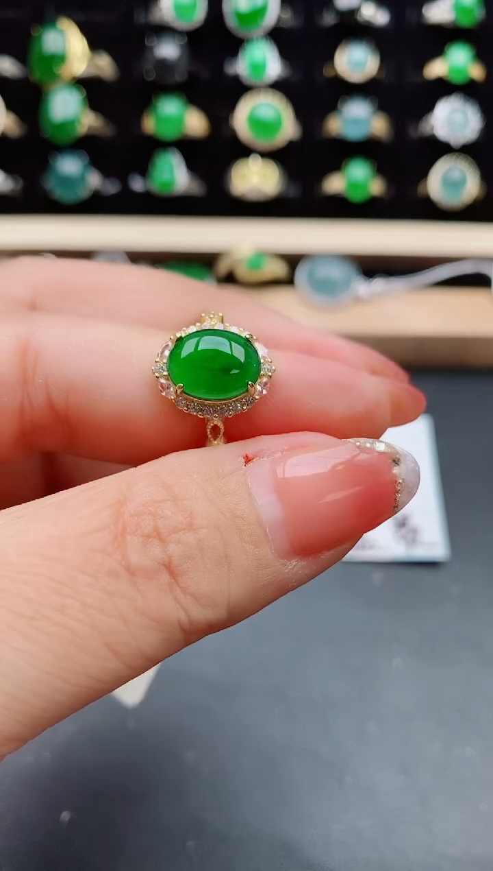 【闪购商品】翡翠戒指银S925镶嵌50800