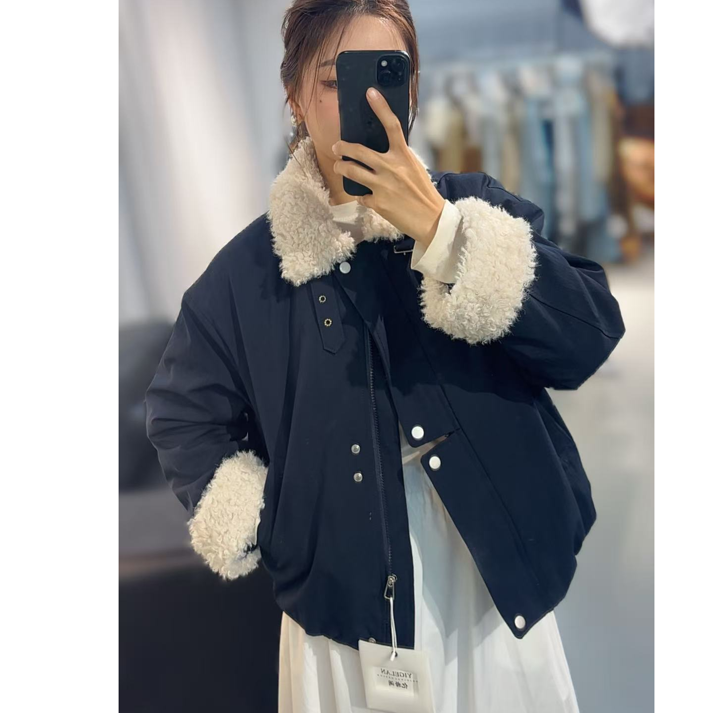 2025年秋冬新款毛毛领加厚时尚短款保暖加绒外套02派克服