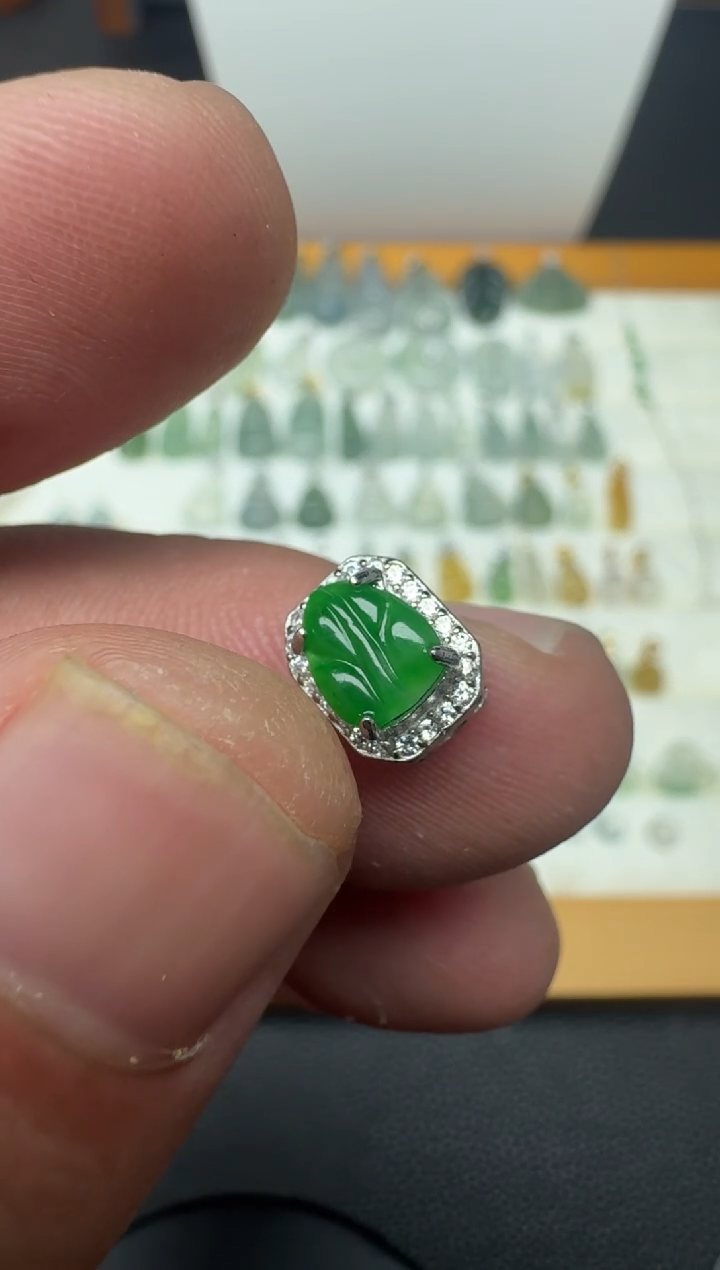 颈饰银S925镶嵌翡翠（11号）纯天然A货缅甸翡翠 潘拉拉