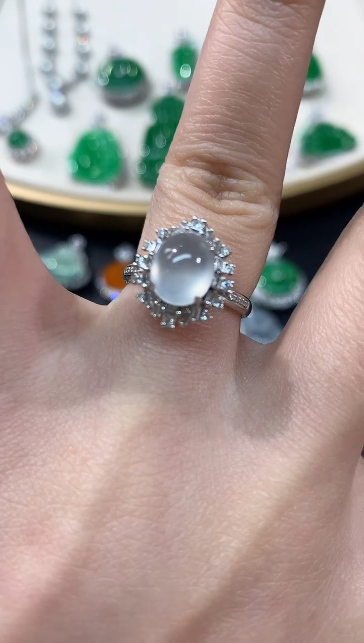 【闪购商品】翡翠戒指18K金镶嵌戒指A39|8800