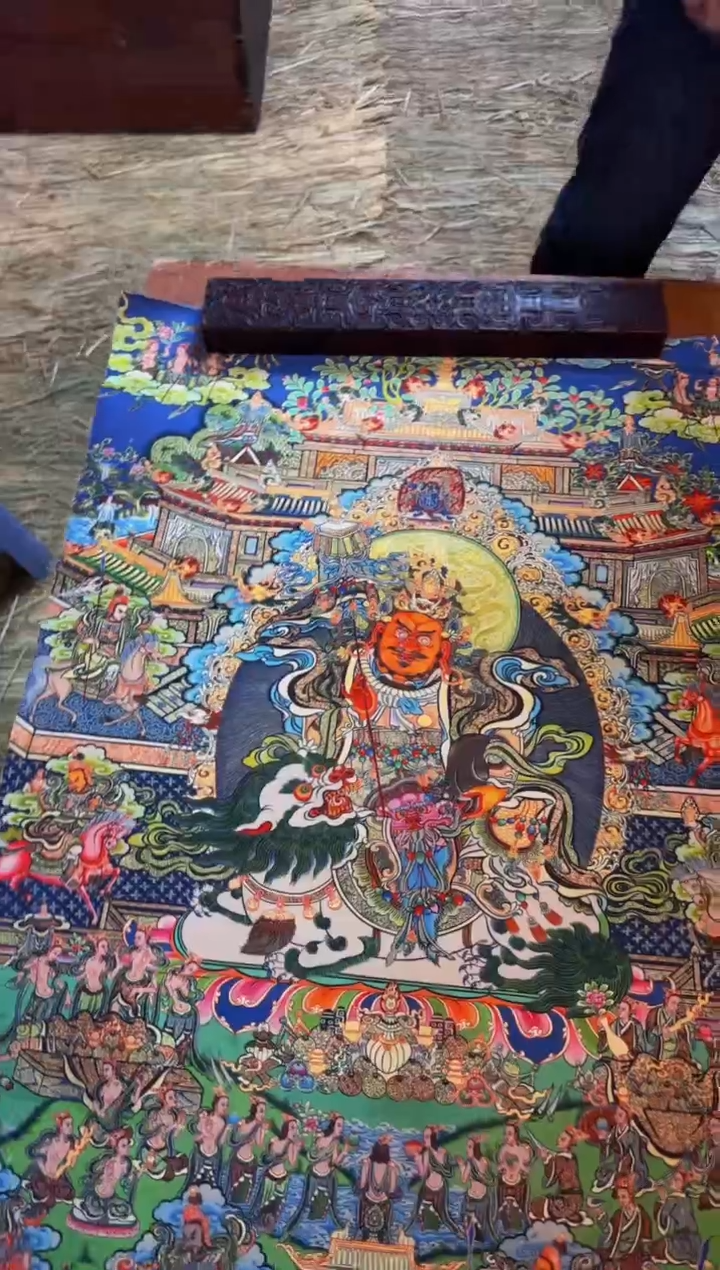 装裱画精品手绘唐卡链接--A099财神