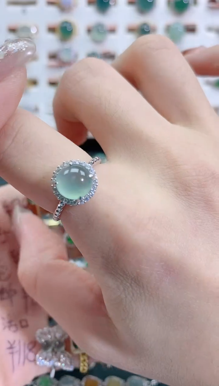 银S925镶嵌戒指翡翠天然翡翠