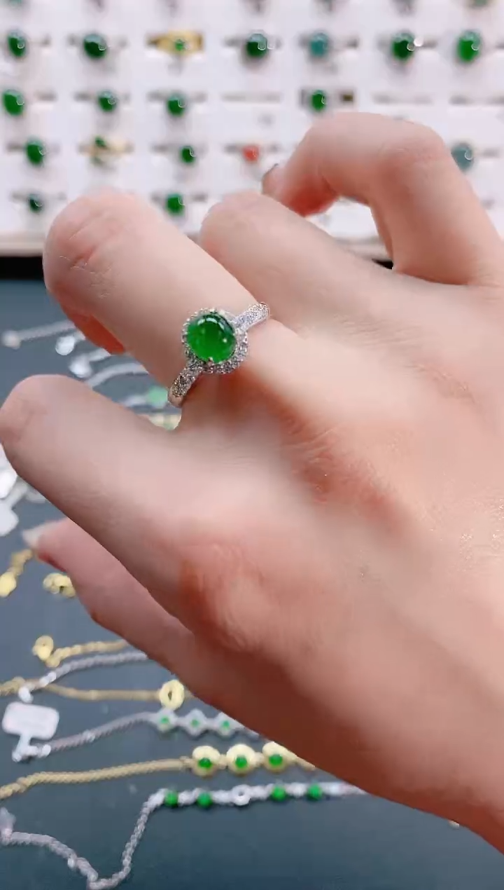 【闪购商品】翡翠戒指银S925镶嵌天然翡翠