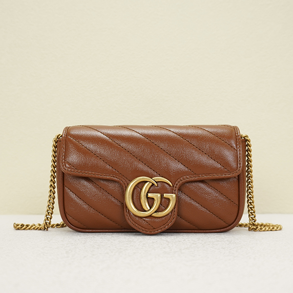 99新 GUCCI/古驰 焦糖色马蒙mini/迷你单肩包/D店