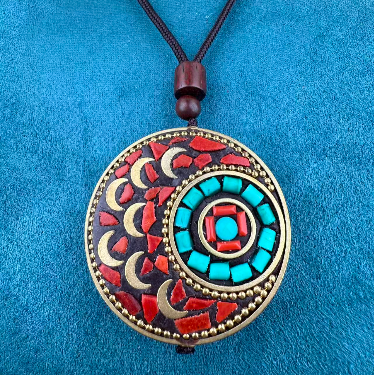 铜合金布艺项链 民族风古典复古双面手工毛衣链