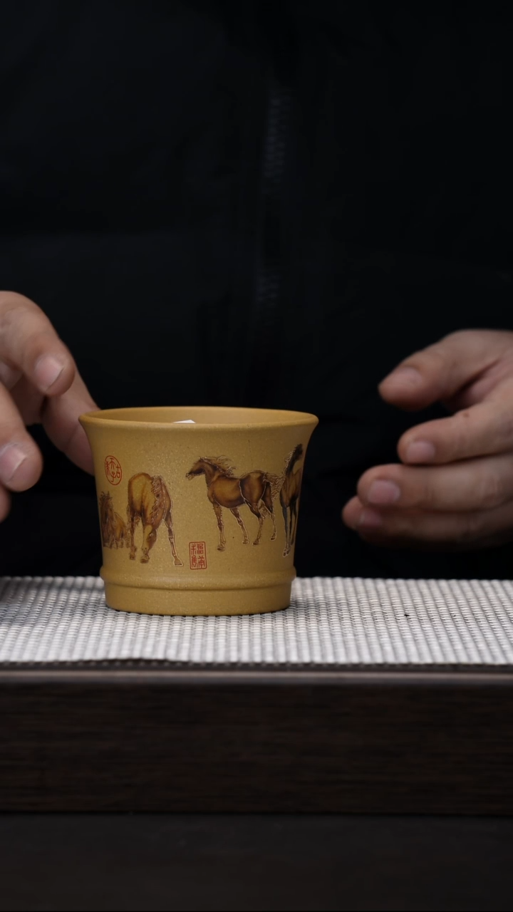 【闪购商品】紫砂茶壶原矿紫砂杯八骏图