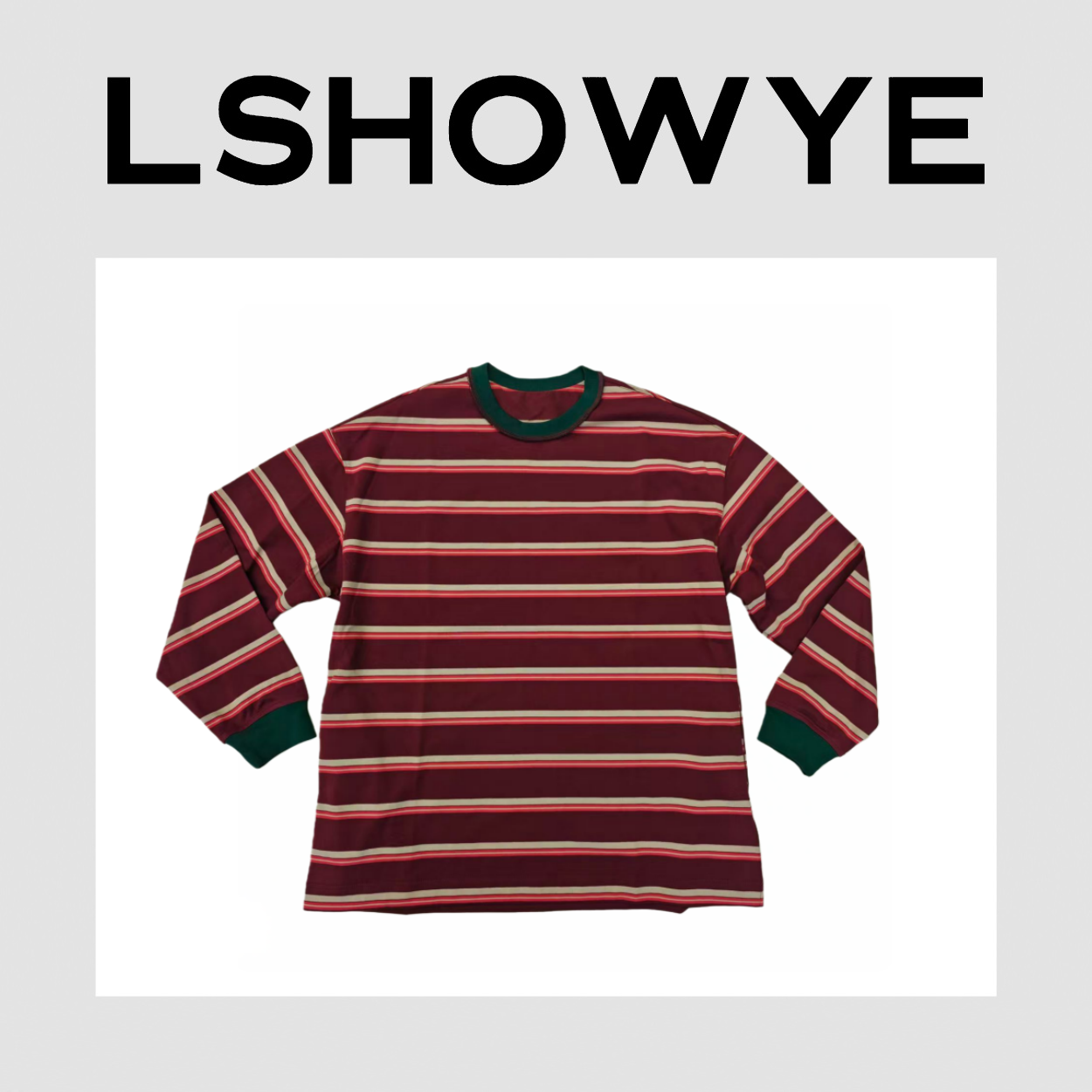 LSHOWYE｜撞色领条纹长袖T恤 225380