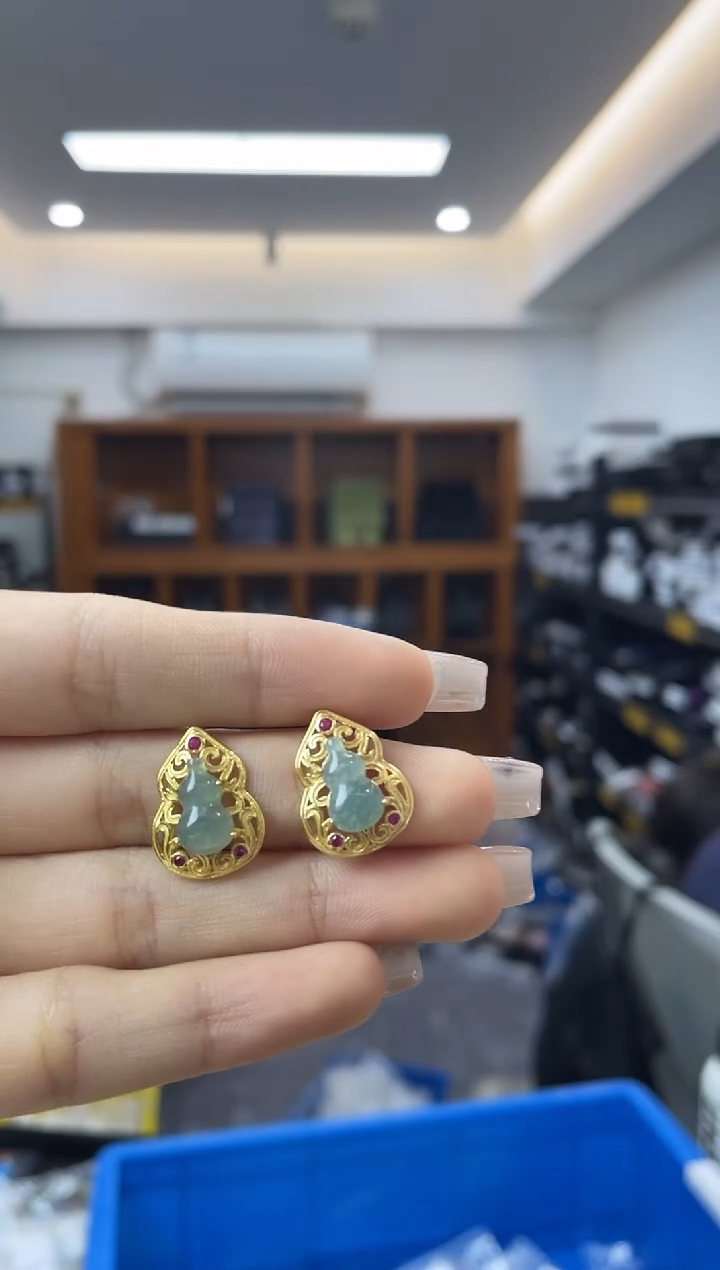 翡翠银S925镶嵌耳饰多样性一件发货