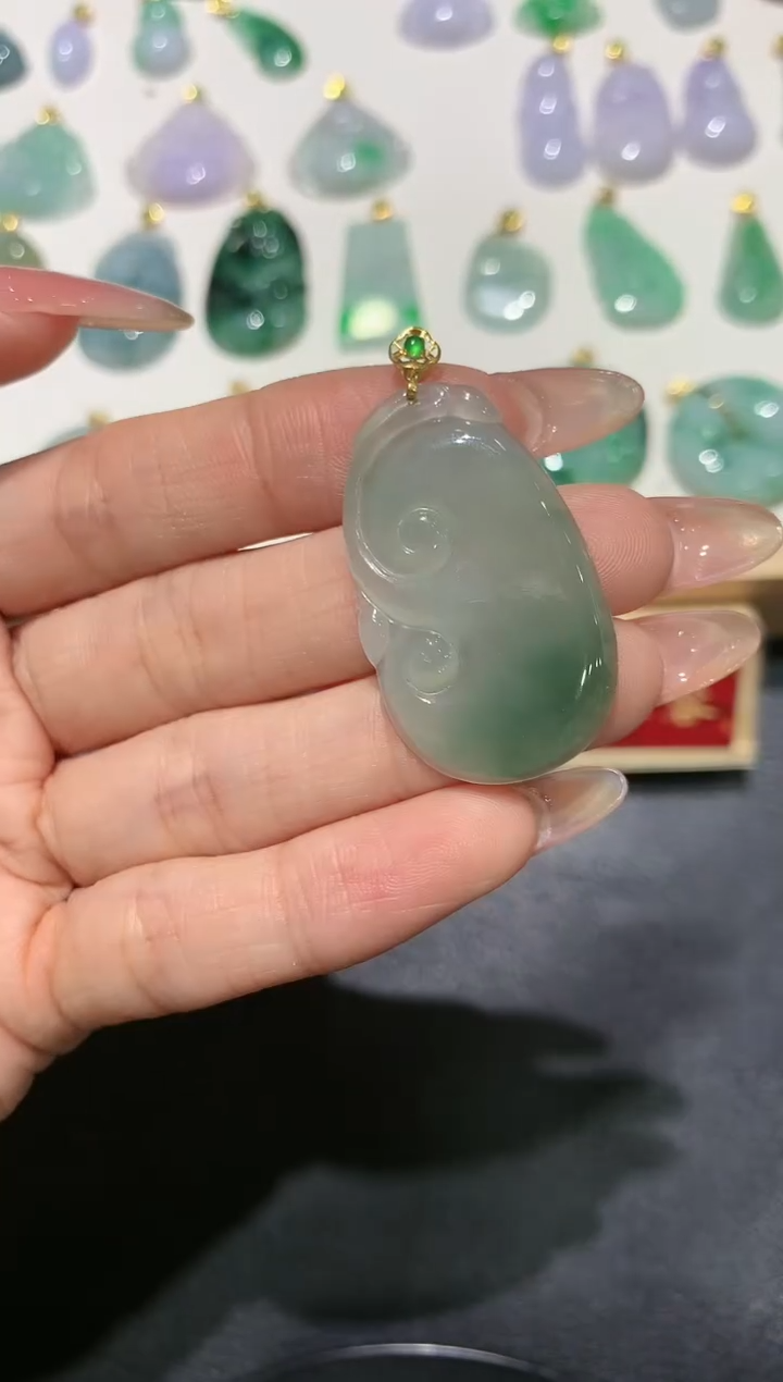 【闪购商品】翡翠吊坠(不含链)18K金镶嵌团购4
