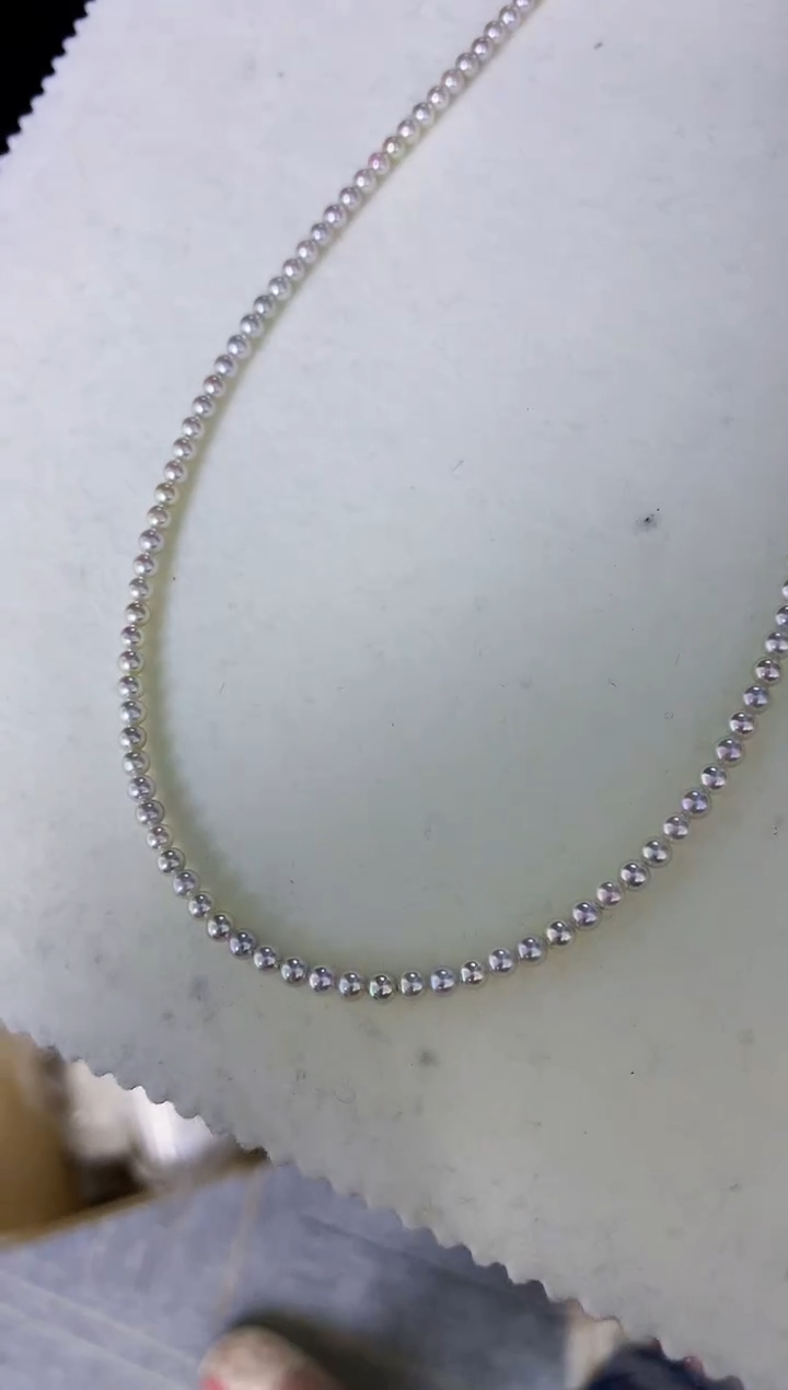 【闪购商品】海水珍珠饰品18K金镶嵌3-3.5真多麻色小米链