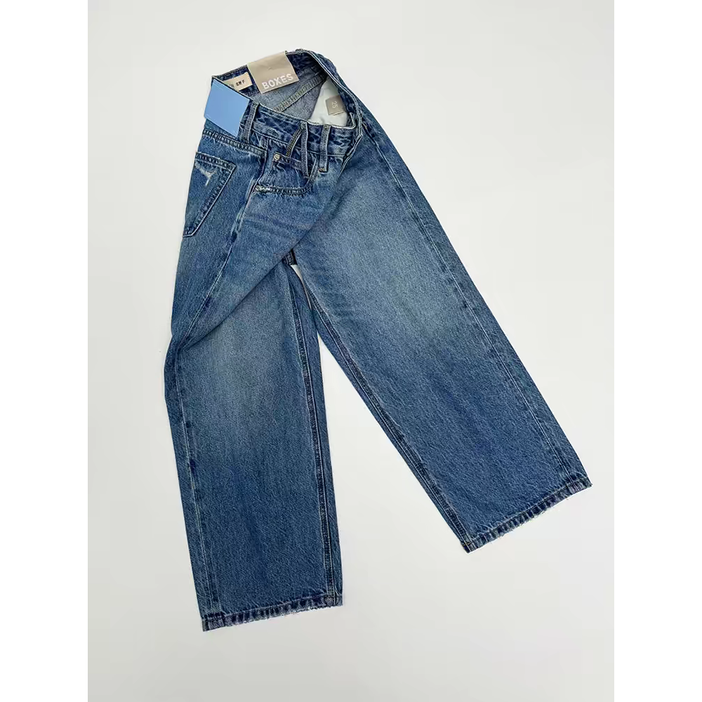 SU【782-1】花65 MWMA 愫方 超爆裤王蓝标九分磨破直筒牛仔裤~