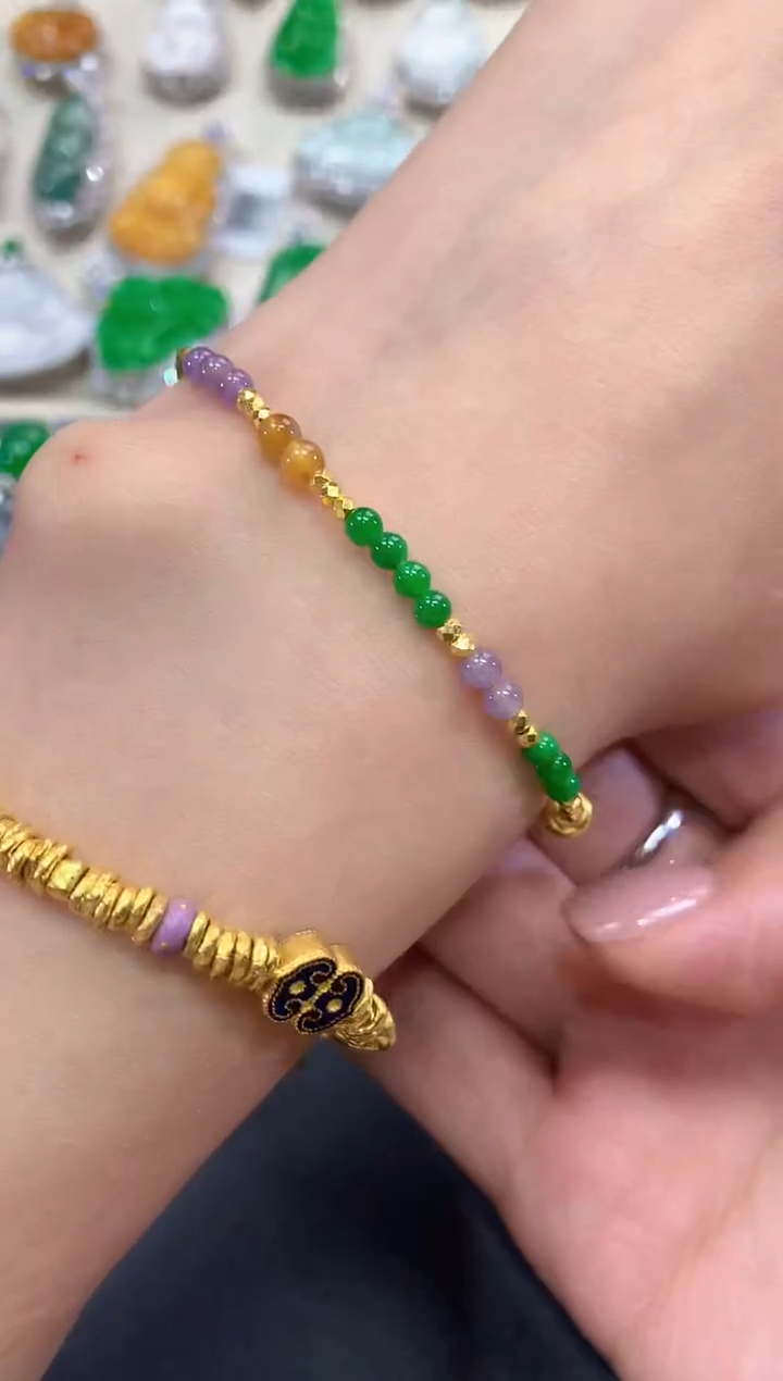 【闪购商品】翡翠手链足金镶嵌w44