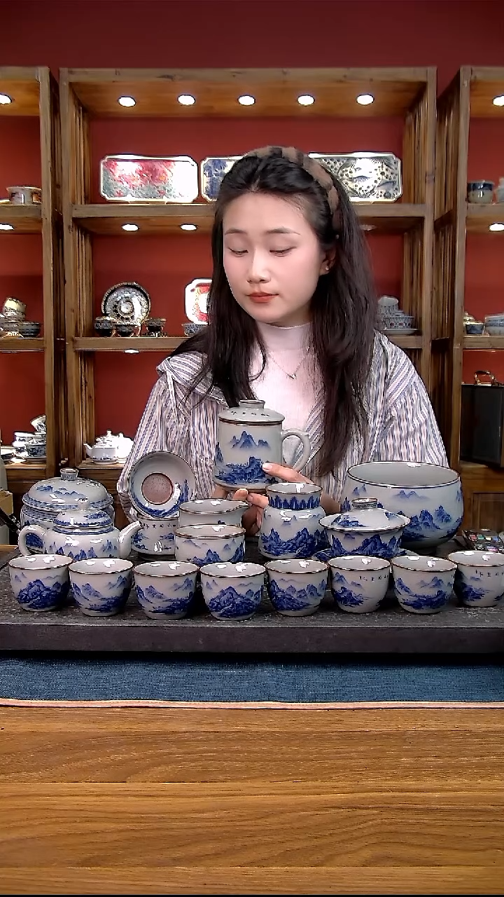 养*人简装家用款18件套 老陶泥开片纹陶瓷茶具