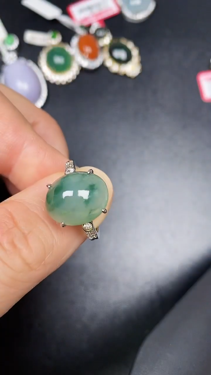 银S925镶嵌戒指翡翠2700