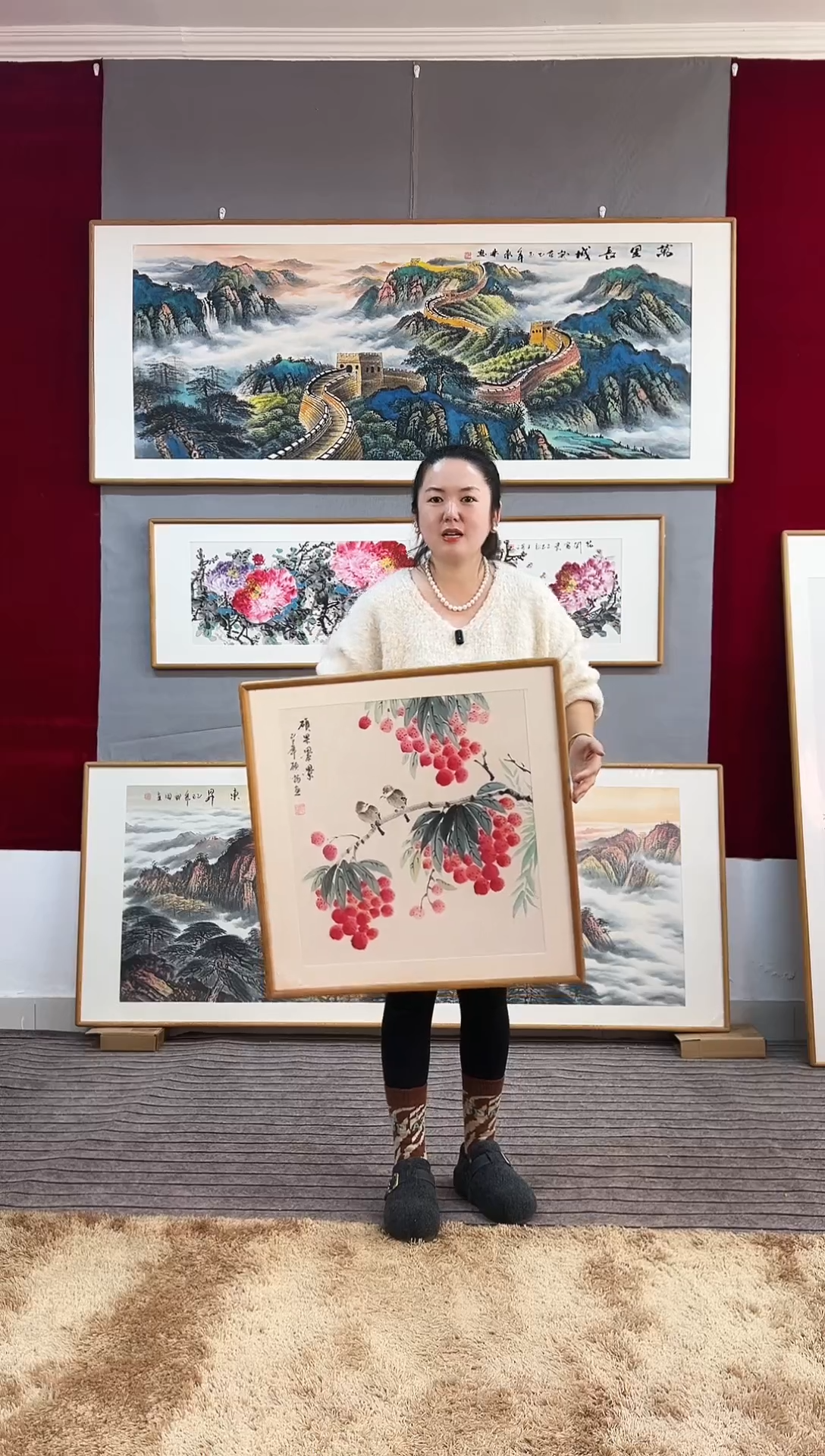 国画手绘大吉62*62尺寸