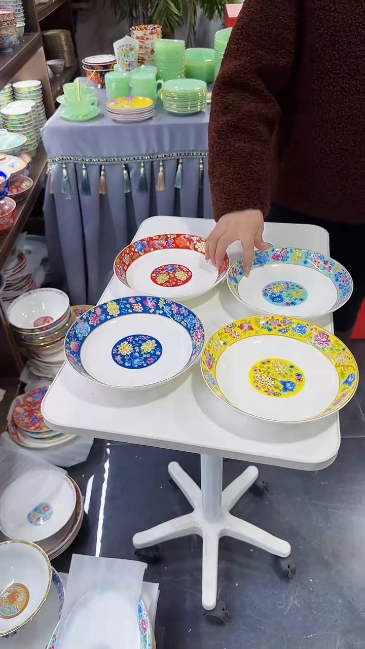 【闪购商品】瓷片8英寸圆深盘4个景德镇陶瓷【秦