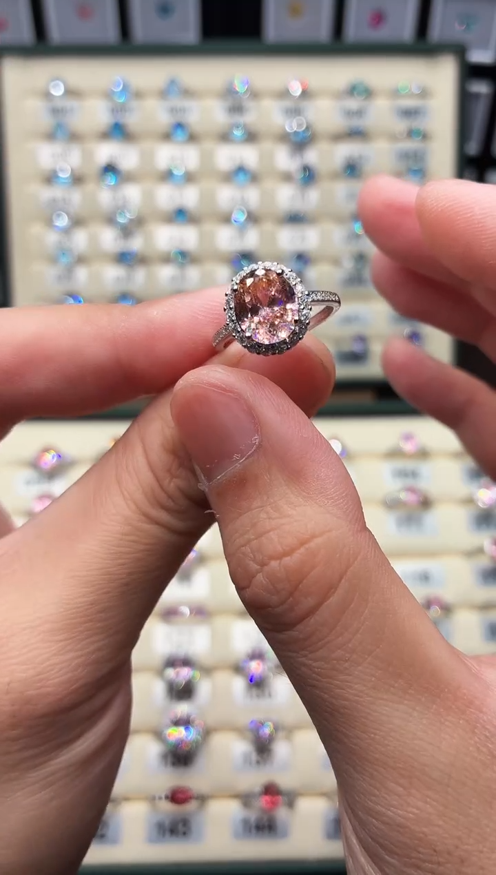 戒指彩色蓝宝石银S925镶嵌0001