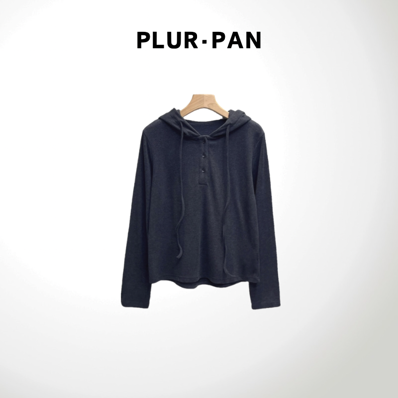 PLUR·PAN时尚纯色设计师连帽针织卫衣