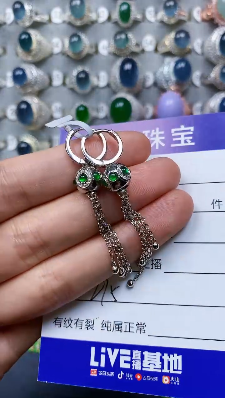 【闪购商品】翡翠耳饰银S925镶嵌0275