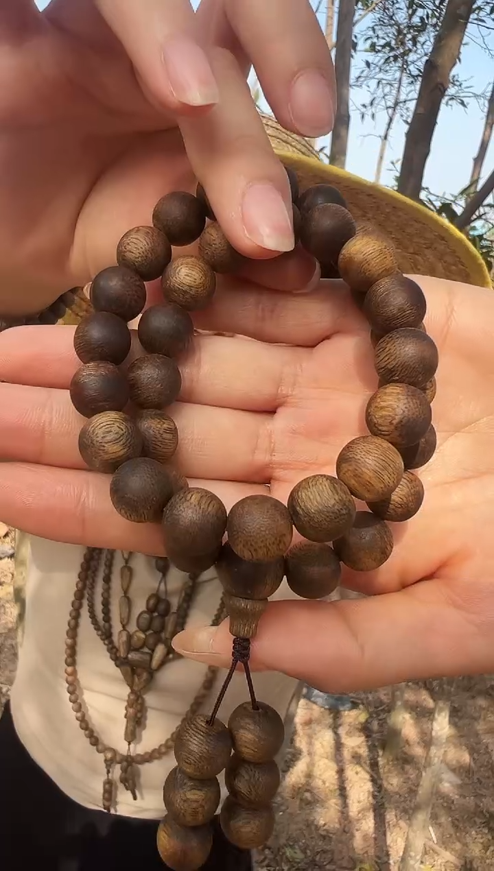 【闪购商品】沉香手串奇楠沉水浮双圈圆珠卡11-28克发一条