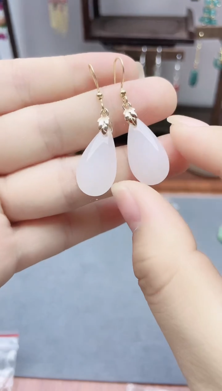 银S925镶嵌和田玉耳饰118000