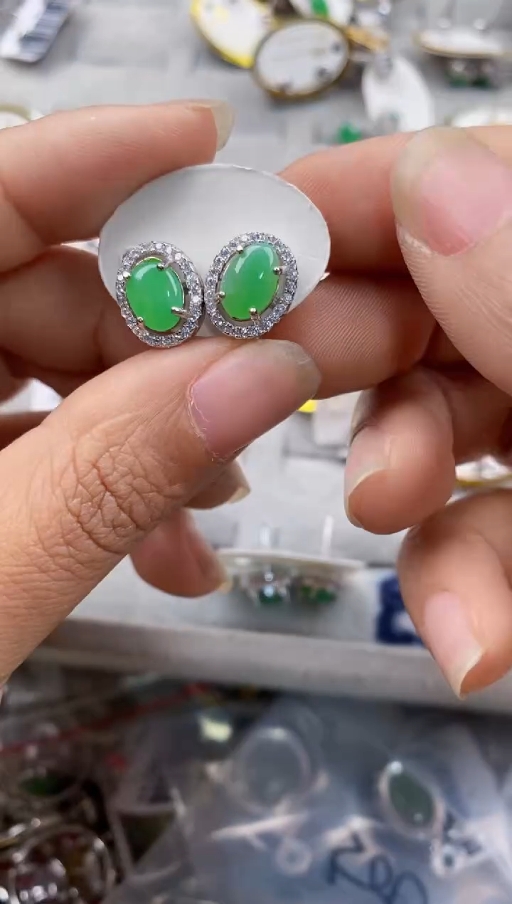 银S925镶嵌戒指翡翠666---7