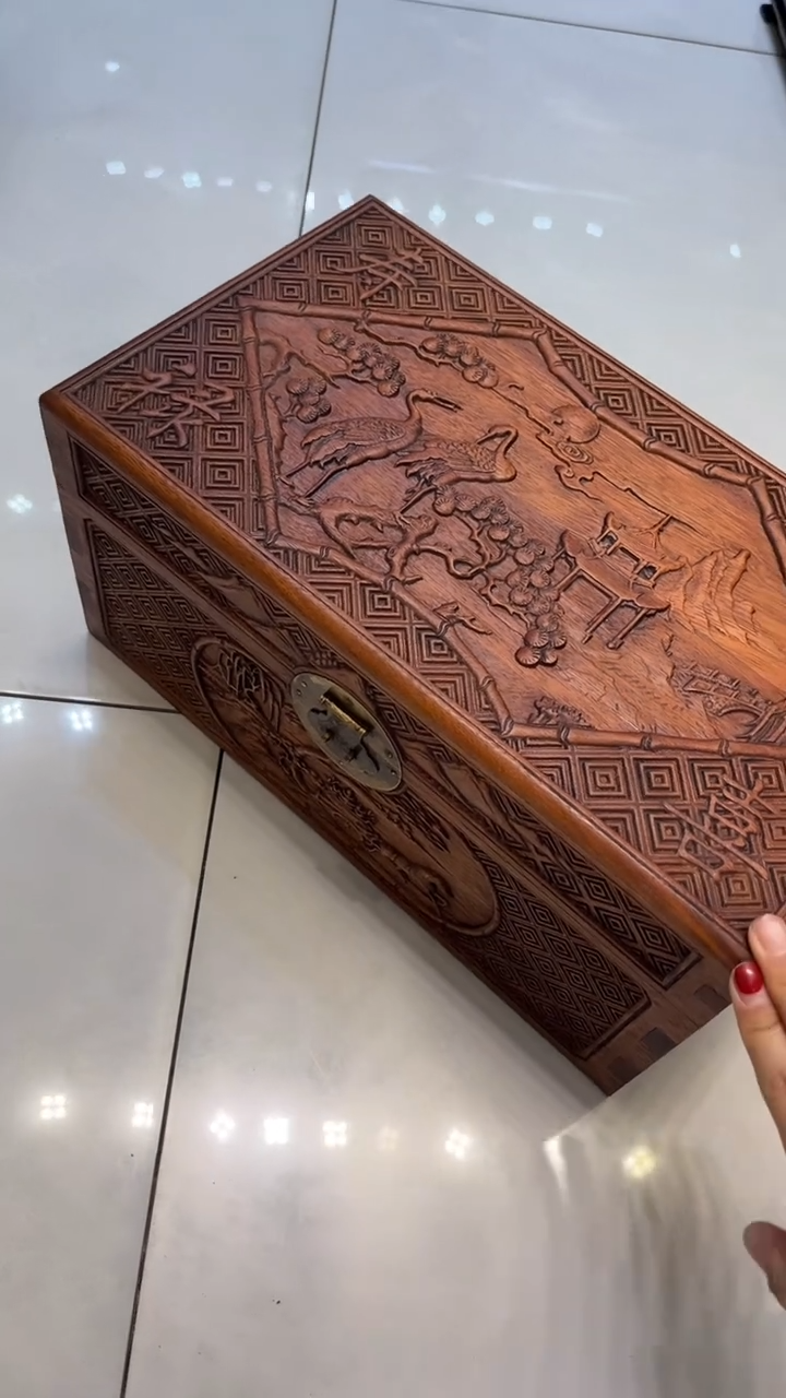 【闪购商品】贡木福禄寿喜雕刻首饰箱