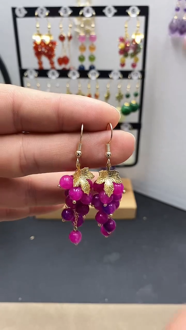 【闪购商品】苏纪石（舒俱来）耳坠银S925镀金镶嵌尺寸6mm葡萄02