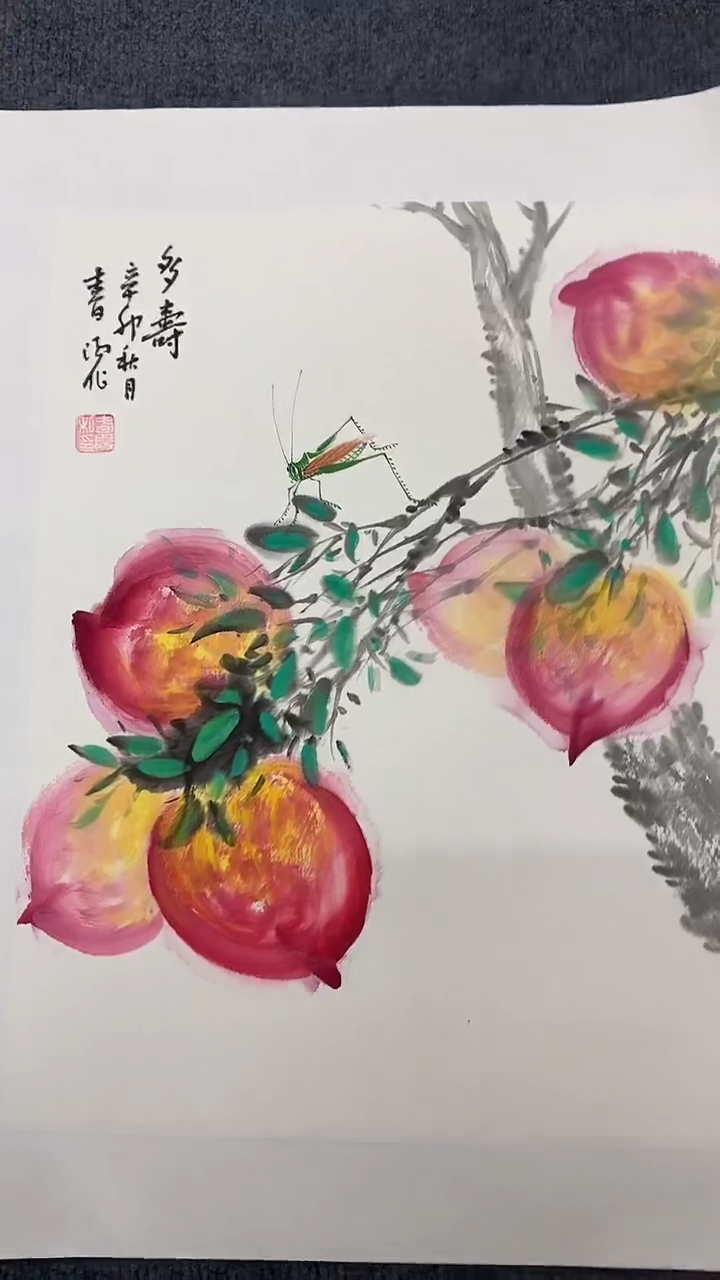 竖款精品小副花鸟