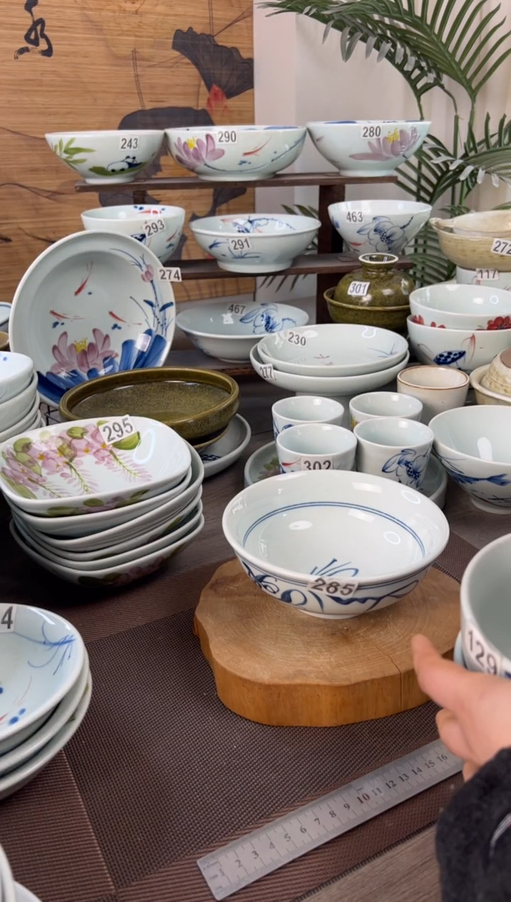 明舟中暇山茶花6.5寸高足碗（单只装）