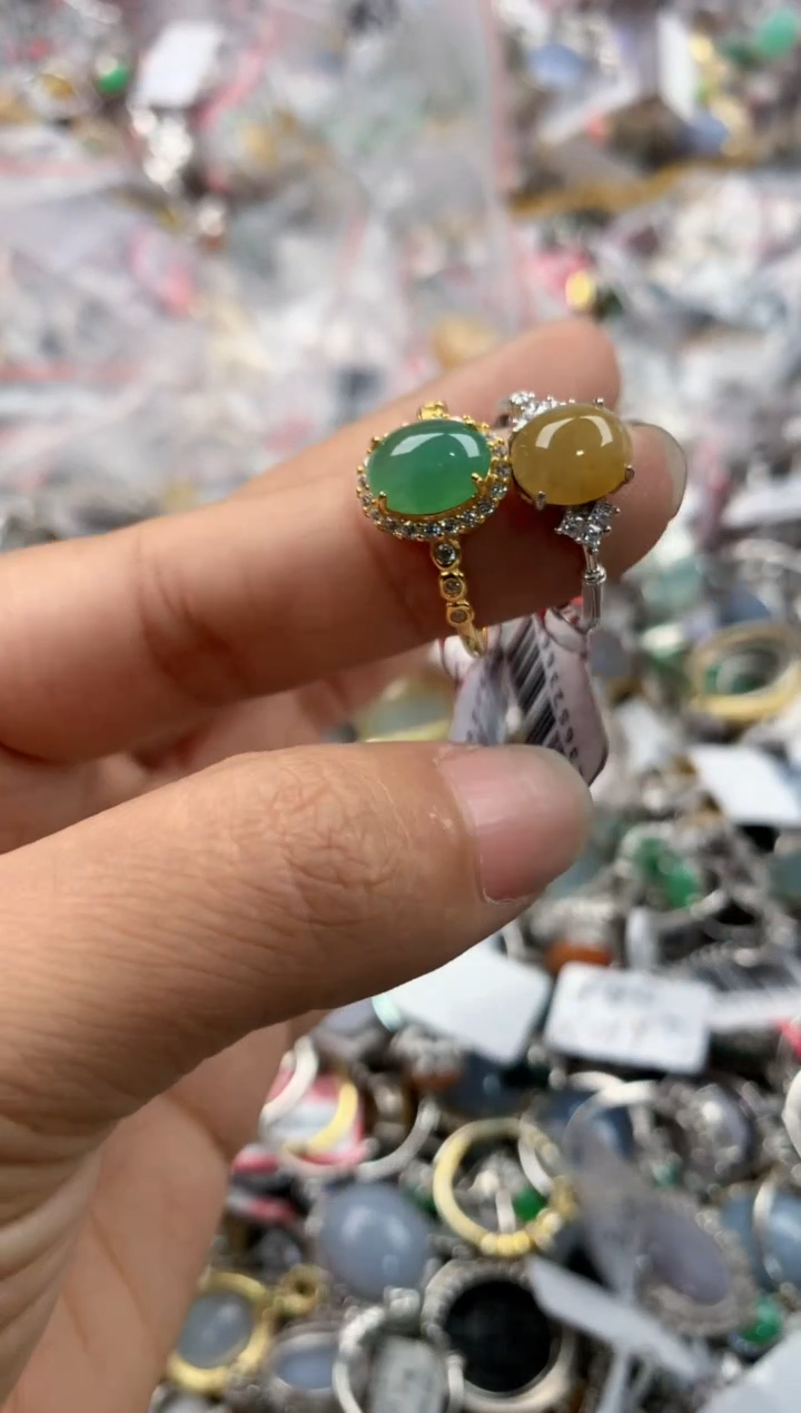 银S925镶嵌戒指翡翠888----9