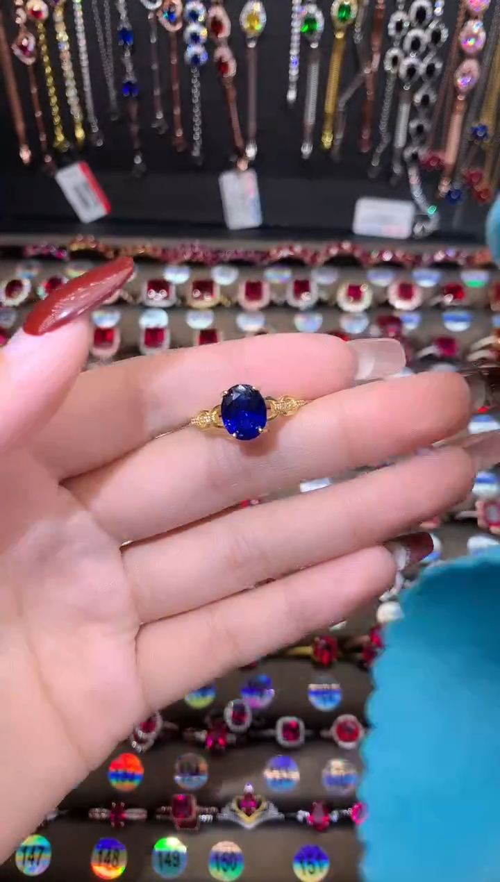 【闪购商品】蓝宝石戒指银S925镶嵌金色810