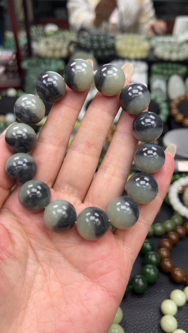 【闪购商品】和田玉手串未镶嵌新疆青花聚宝盆卡16