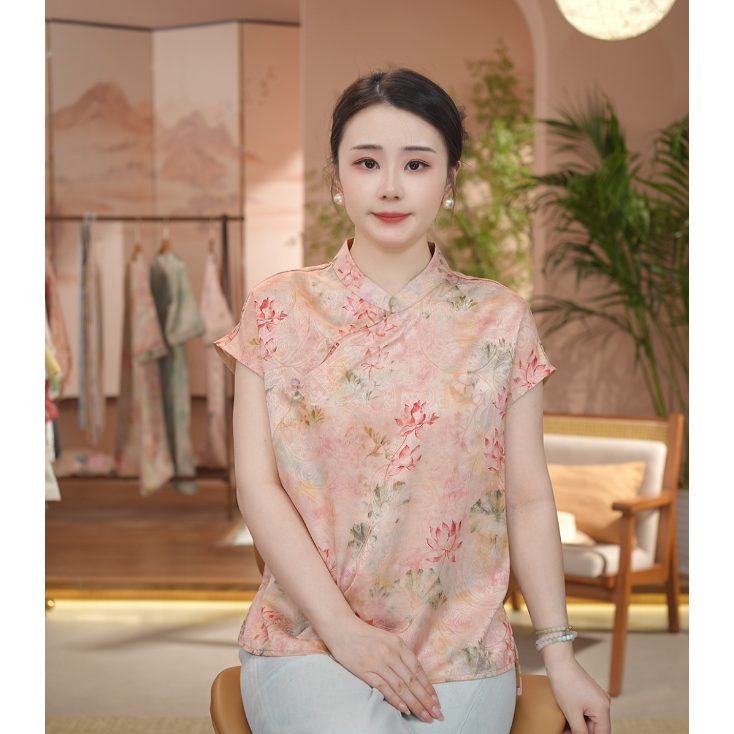 《 藕花深处-短袖》新中式提花国风时尚休闲防晒透气短袖