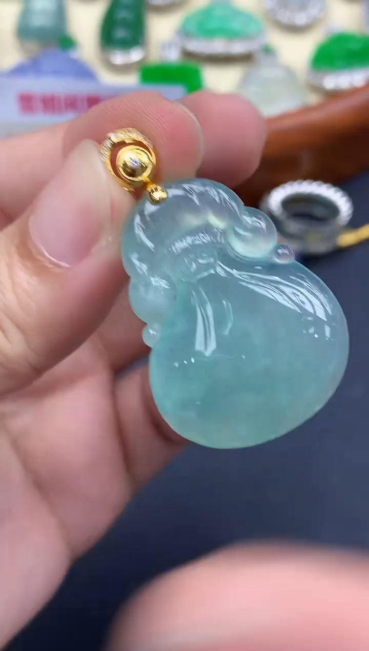 颈饰18K金镶嵌翡翠383-中国好珍宝