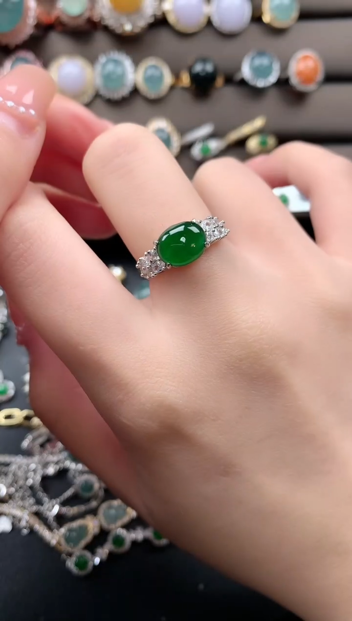 【闪购商品】翡翠戒指银S925镶嵌52141