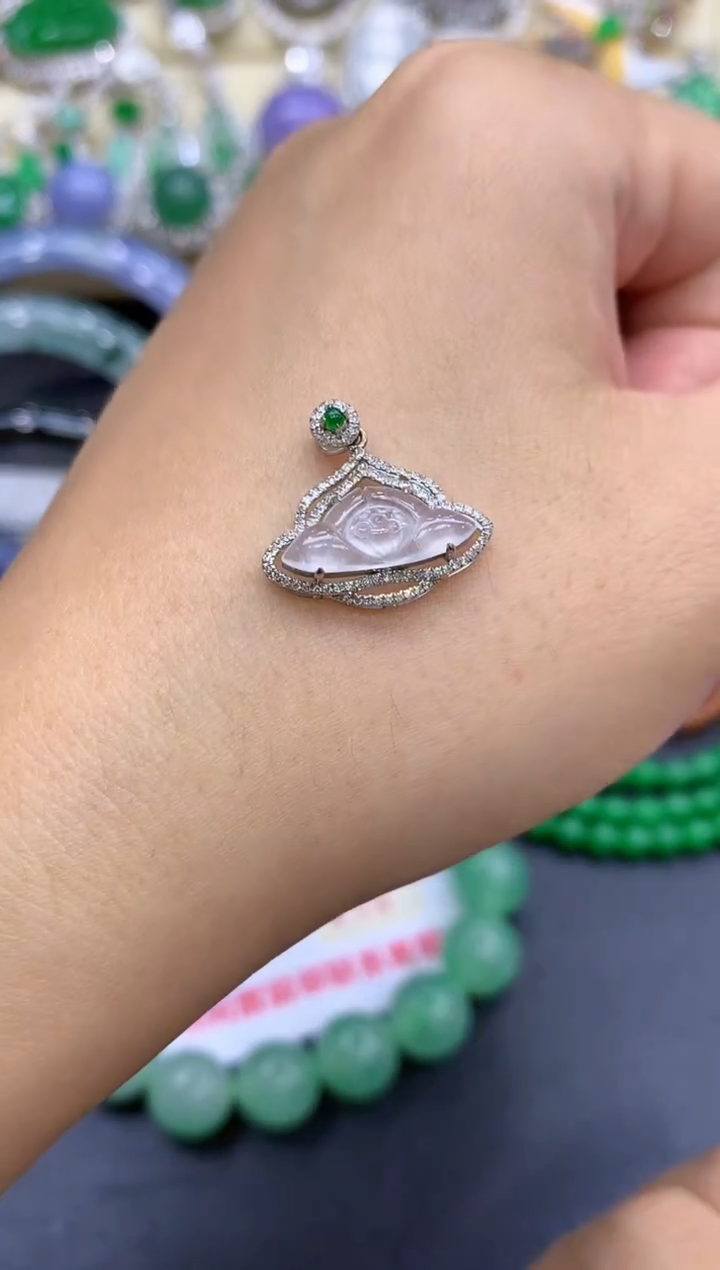 颈饰18K金镶嵌翡翠305-中国好珍宝