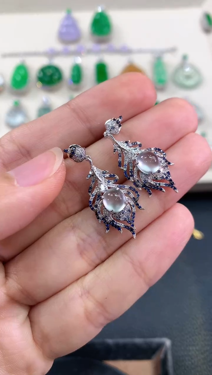 【闪购商品】翡翠耳饰18K金镶嵌D47   